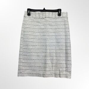 Banana Republic White and Black Tweed Cotton Blend Lined Pencil Skirt Size 2